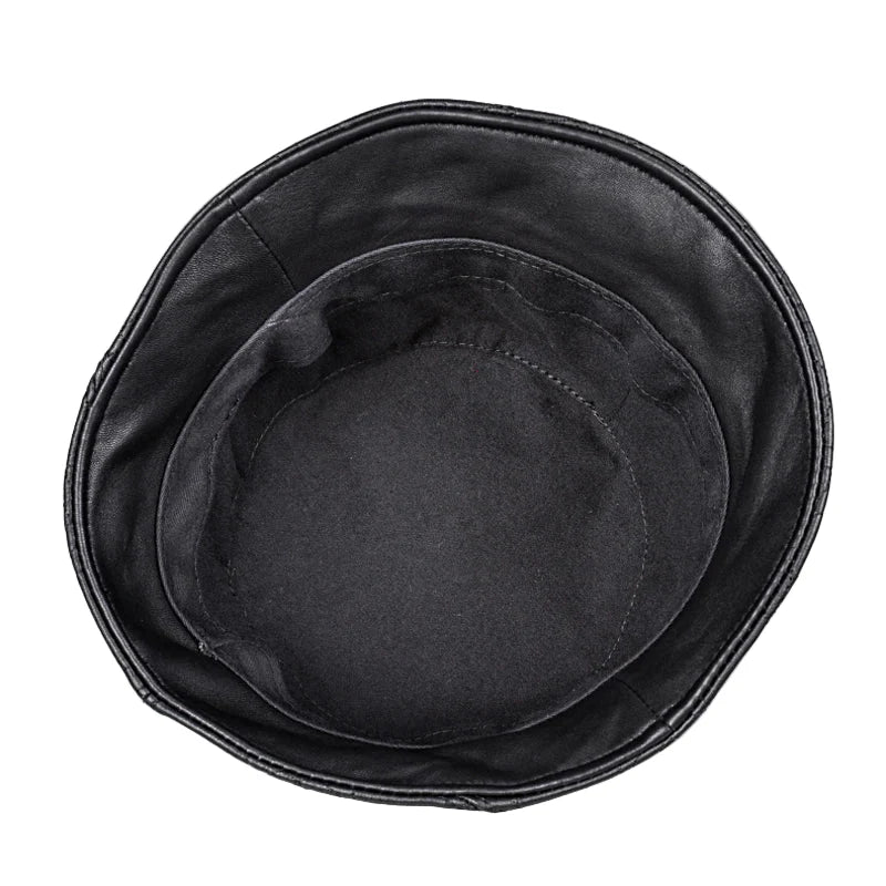 McMahon Black Genuine Leather Bucket Hat