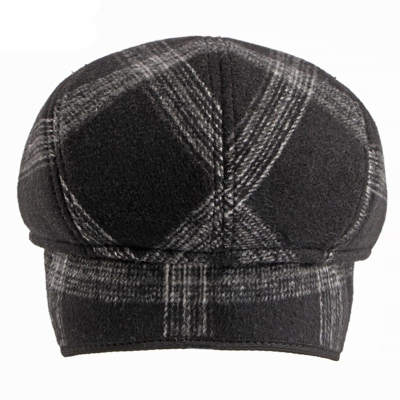 Winter Plaid Earflaps Flat Cap