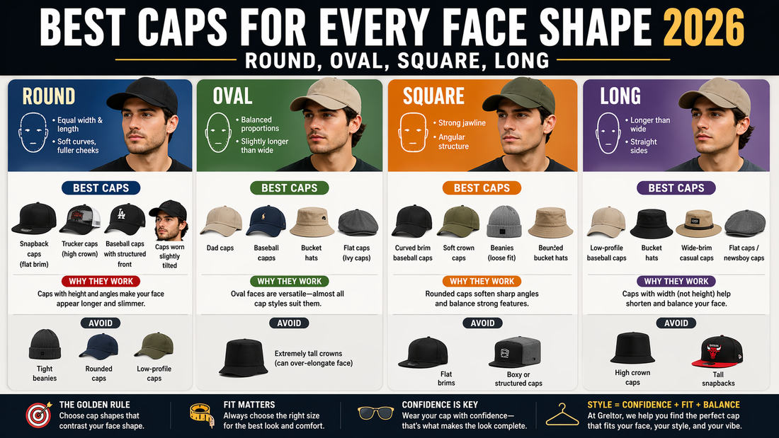 Best Caps for Every Face Shape 2026 (Round, Oval, Square, Long)