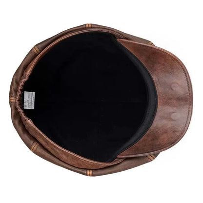Aigburth Genuine Leather 8-Panels Newsboy Cap
