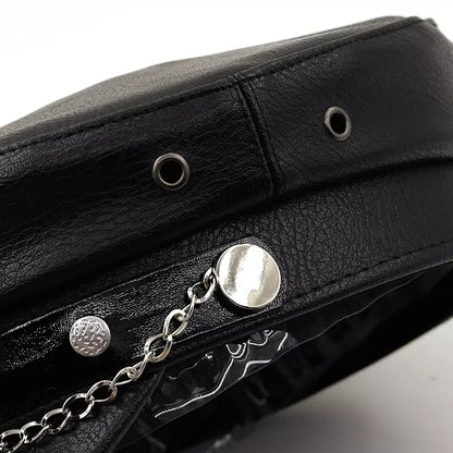 Anchor Black Leather Sailor Cap