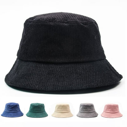 Autumn Plain Corduroy Bucket Hat
