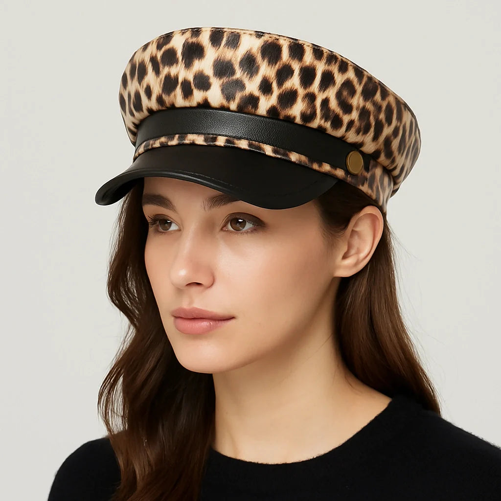 Balfour Leopard Leather Sailor Cap