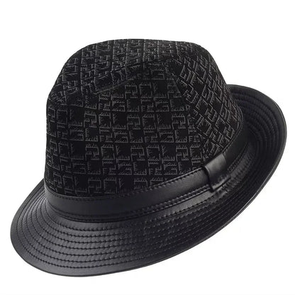 Bayeux Black Genuine Leather Trilby Hat