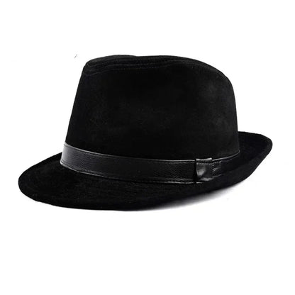 Bayeux Black Genuine Leather Trilby Hat