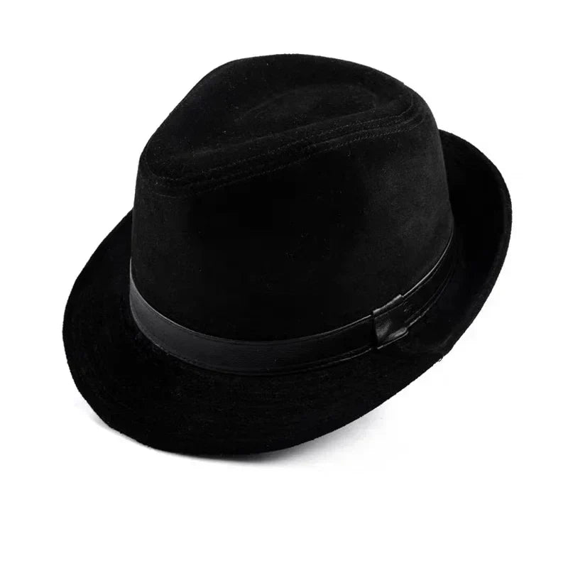 Bayeux Black Genuine Leather Trilby Hat