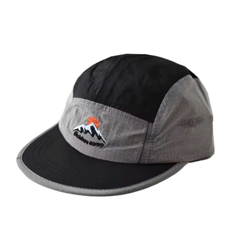 Bicolor Short Brim Patchwork Baseball Cap