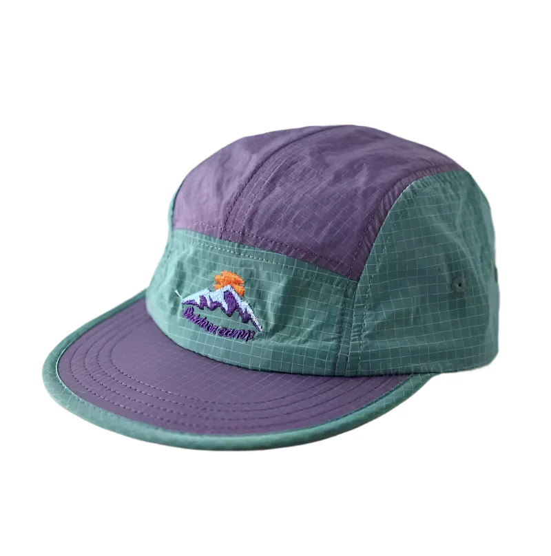 Bicolor Short Brim Patchwork Baseball Cap