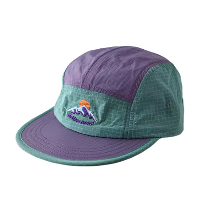 Bicolor Short Brim Patchwork Baseball Cap