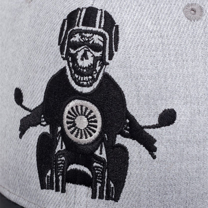 Biker Skull Gray Snapback Cap