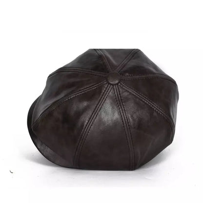 Blaine Brown Genuine Leather Newsboy Cap