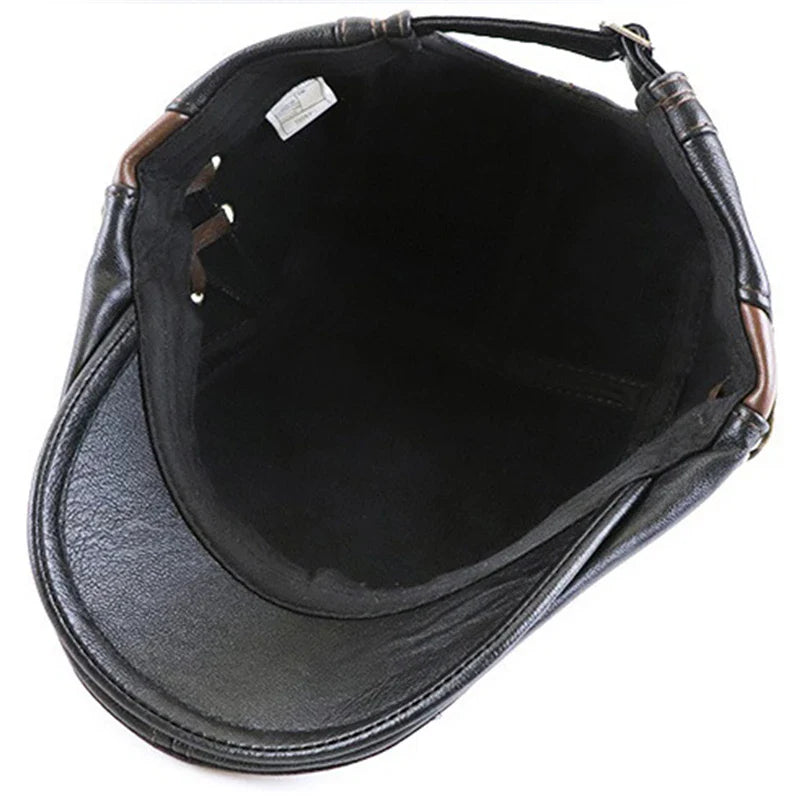 Bonnard Leather Duckbill Flat Cap