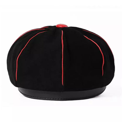 Bossier Black Genuine Leather Newsboy Cap
