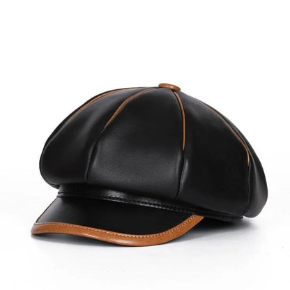 Bristol Vintage Genuine Leather Newsboy Cap