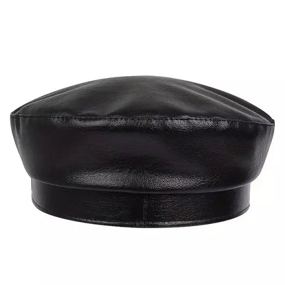 Carennac Black Leather Sailor Cap