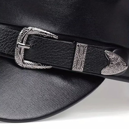 Carennac Black Leather Sailor Cap