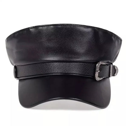 Carennac Black Leather Sailor Cap