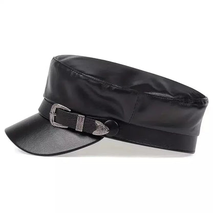 Carennac Black Leather Sailor Cap