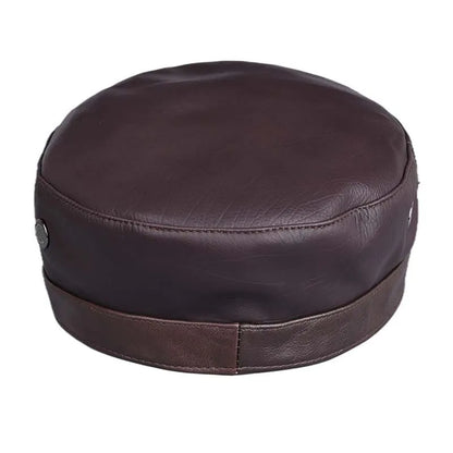 Chicago Plain Genuine Leather Army Cap