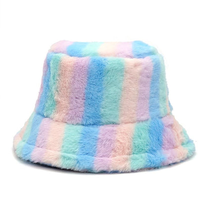 multicolor-rainbow-fairytale-lined-barred-fisherman-headwear-winter-adjustable-cord-cold-protection