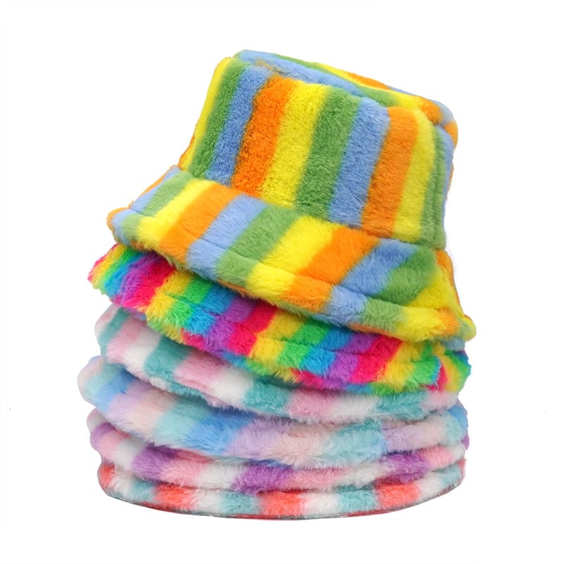 multicolor-rainbow-fairytale-lined-barred-fisherman-headwear-winter-adjustable-cord-cold-protection