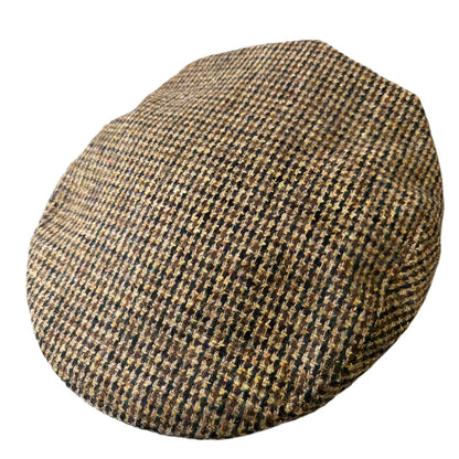 Crawford Brown Houndstooth Wool Flat Cap