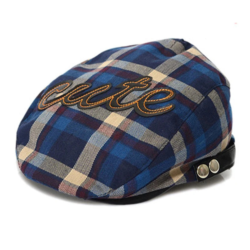 Cute Kids Tartan Flat Cap