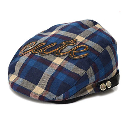 Cute Kids Tartan Flat Cap
