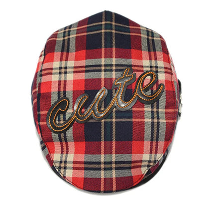 Cute Kids Tartan Flat Cap