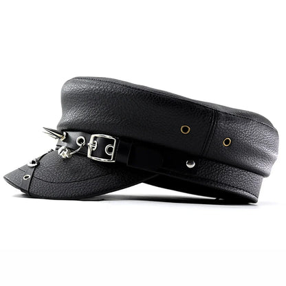 Cyberpunk Black Leather Sailor Cap