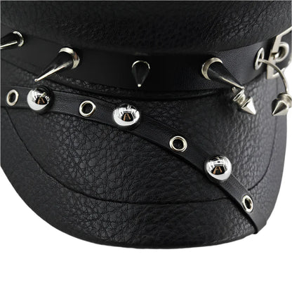 Cyberpunk Black Leather Sailor Cap