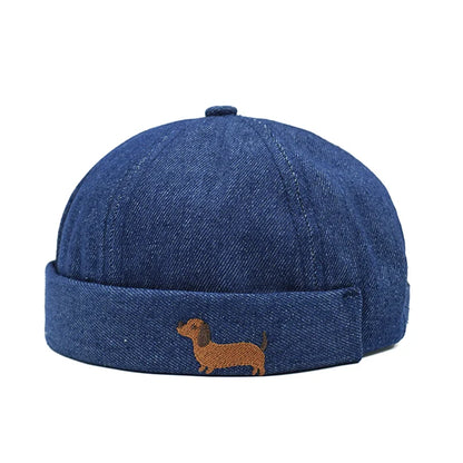 Dachshund Denim Brimless Docker Cap