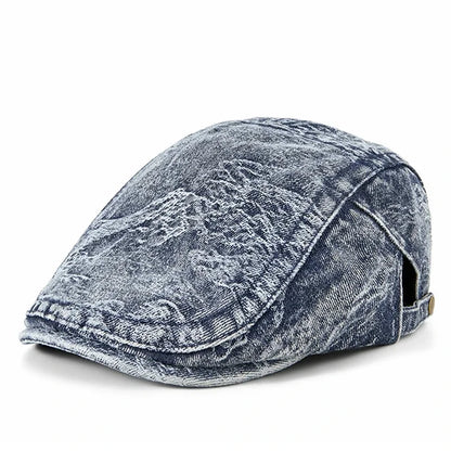 Dayton Distressed Denim Flat Cap