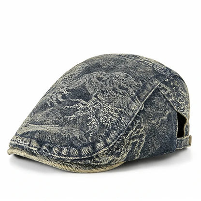 Dayton Distressed Denim Flat Cap