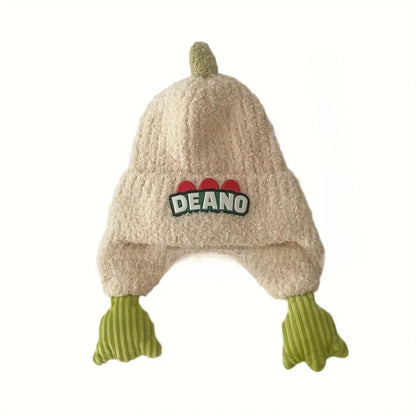 Deano The Dinosaur Kids Winter Knitted Earflaps Beanie