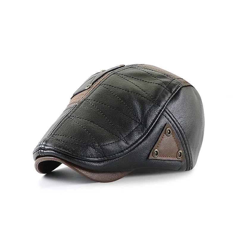 Douglas Leather Duckbill Flat Cap
