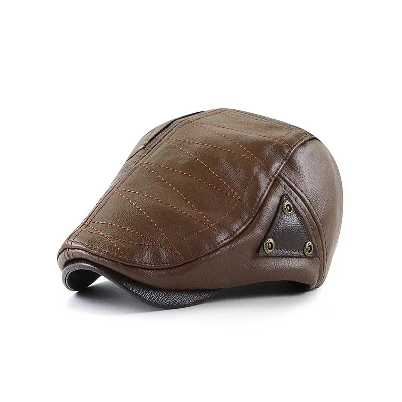 Douglas Leather Duckbill Flat Cap