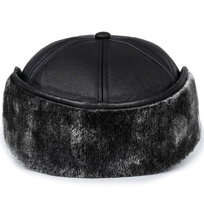 Earflaps Lined Leather Baseball Cap