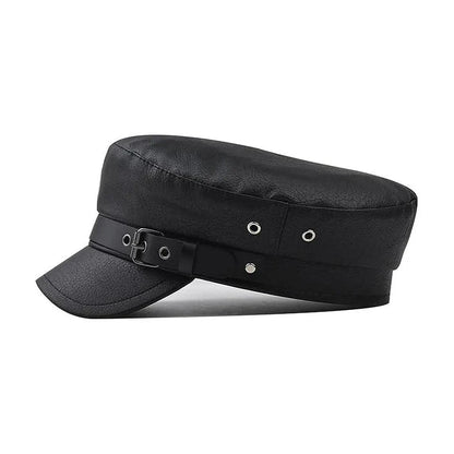 Fiddler Black Leather Sailor Cap