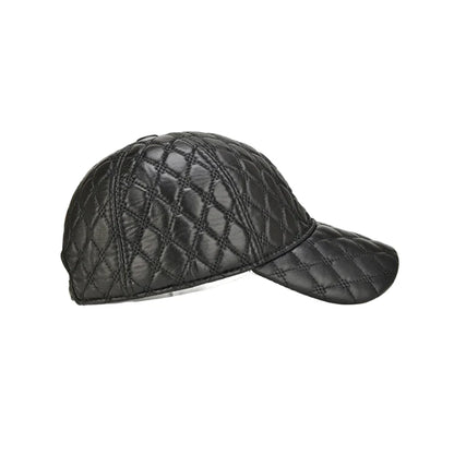 Frampton Black Padded Genuine Leather Baseball Cap