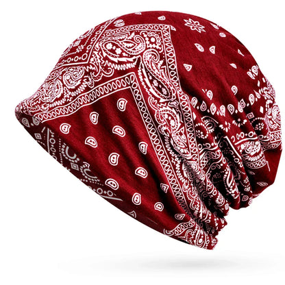 Floral Cashew Cotton Snood Beanie