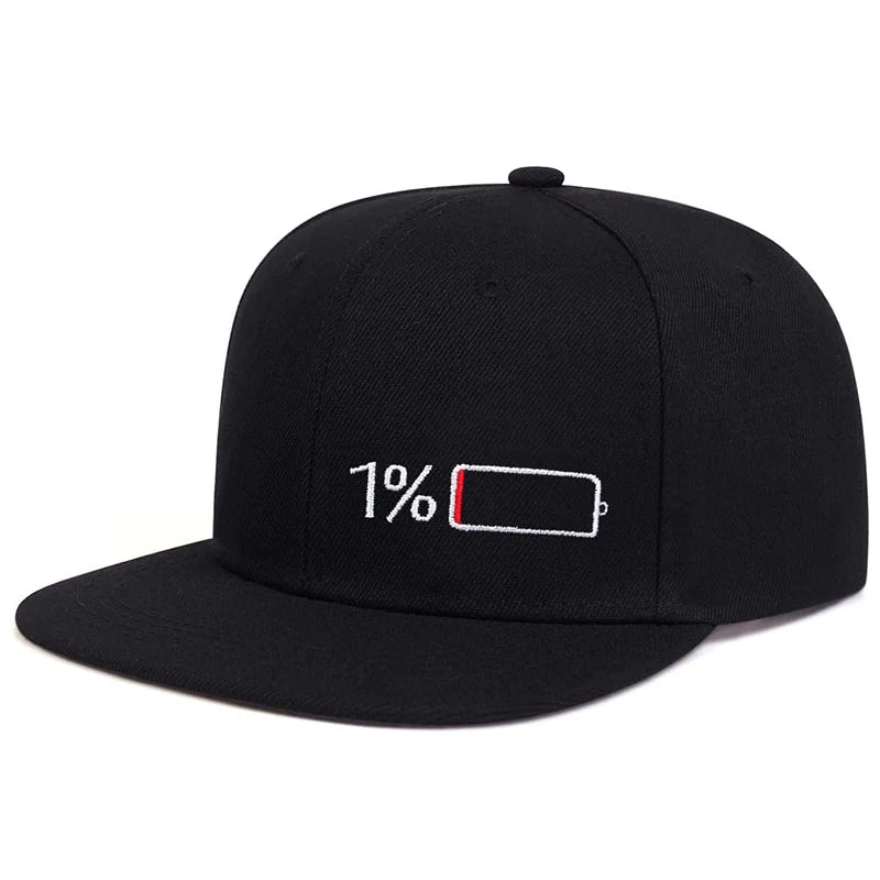 Full-Empty Battery Black Snapback Cap