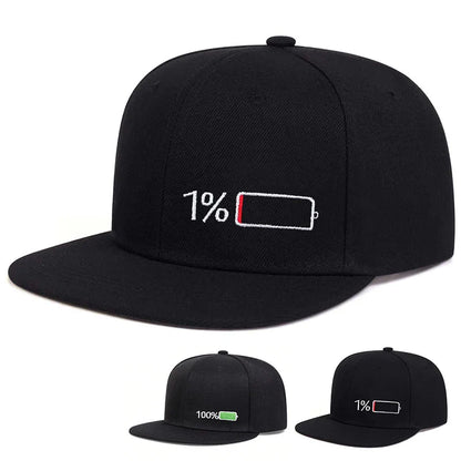 Full-Empty Battery Black Snapback Cap