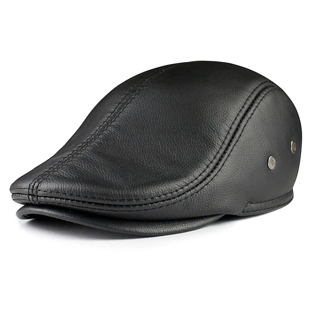 GLTR Earflaps Genuine Leather Flat Cap