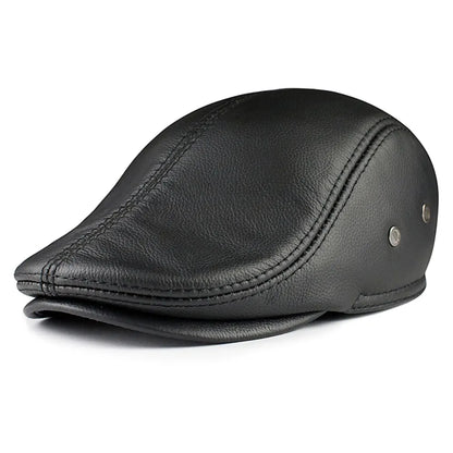 GLTR Earflaps Genuine Leather Flat Cap