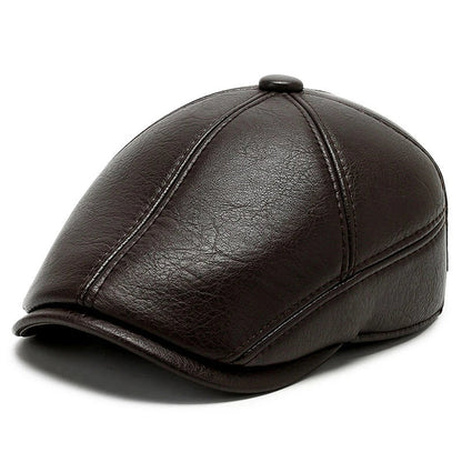 Gauguin Winter Earflaps Leather Flat Cap