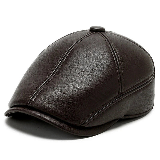 Gauguin Winter Earflaps Leather Flat Cap