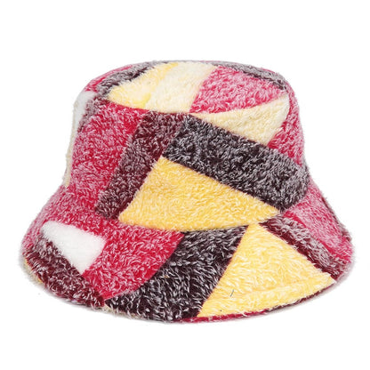 panels-multicolor-furry-fisherman-headwear-winter