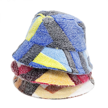 panels-multicolor-furry-fisherman-headwear-winter