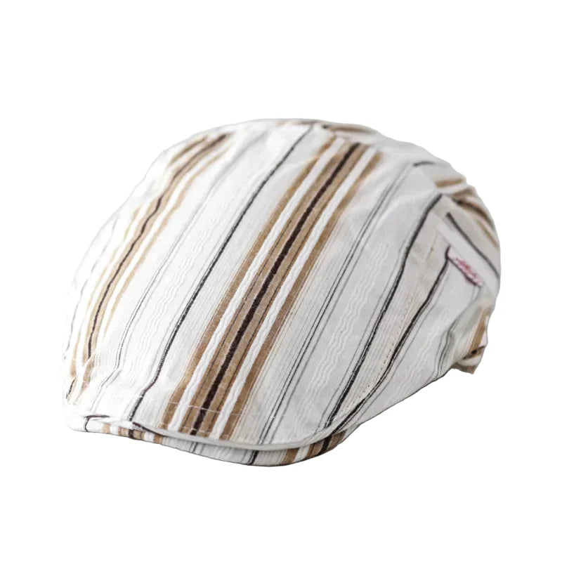 Gervais Striped Cotton Flat Cap